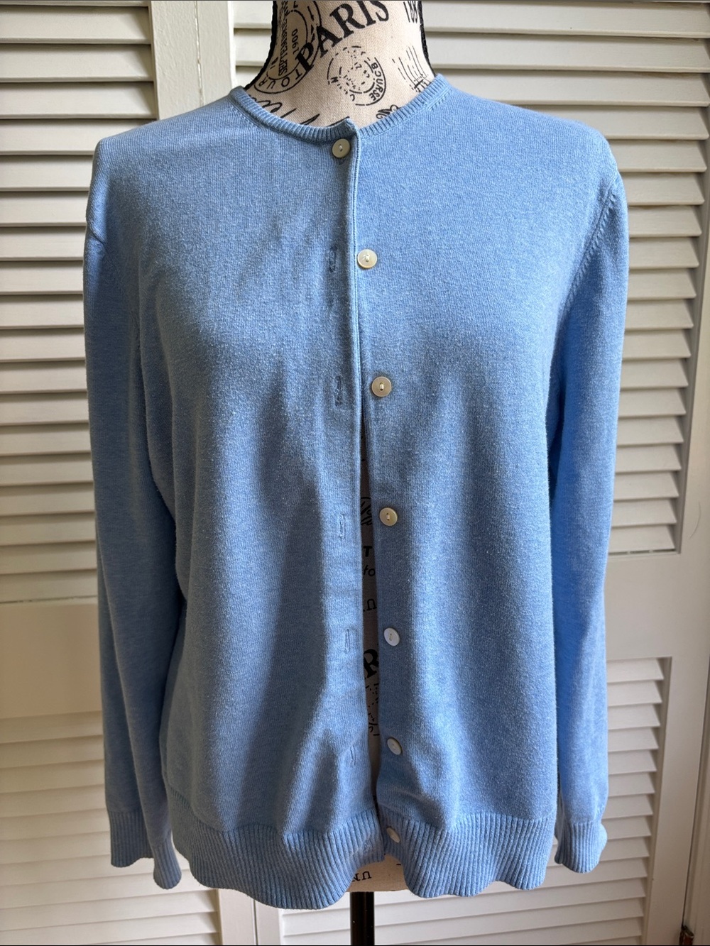 Lands' End Heathered Blue Cotton Blend Cardigan M (10-12)